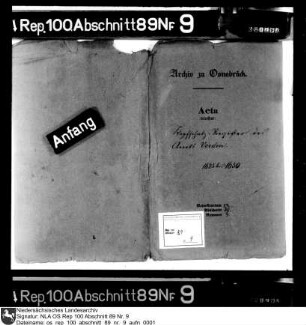 Kopfschatzregister des Amts Vörden Enthält: Rechnungen aus den Vogteien Gehrde, Neuenkirchen, dem Kirchspiel Damme, den Vogteien Bramsche, Engter und dem Flecken Vörden