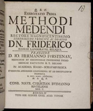 1: Exercitatio Prima Methodi Medendi. 1