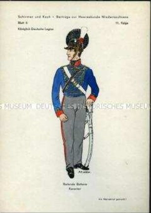 Uniformdarstellung, Kanonier der Reitenden Artillerie der Königlich Deutschen Legion, Bremen, 1803/1816.