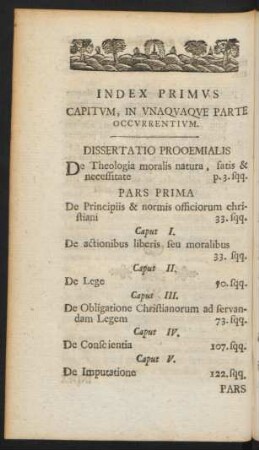 Index Primus Capitum, In Unaquaque Parte Occurrentium