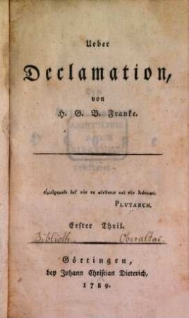 Ueber Declamation, 1