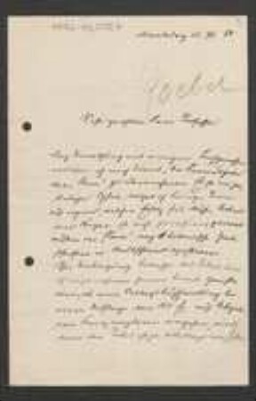 Brief von Karl von Goebel an Unbekannt