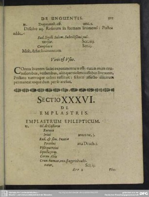 Sectio XXXVI. De Emplastris