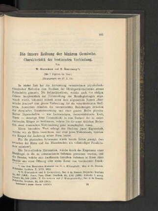 Die innnere Reibung der binären Gemische. Charakteristik der bestimmten Verbindung