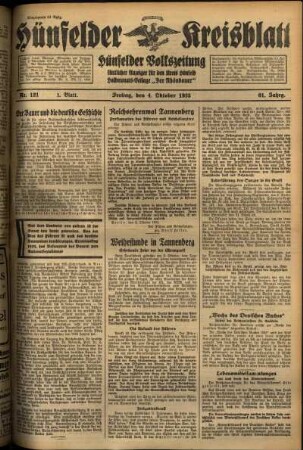 Erste Ausgabe vom Freitag, den 04. Oktober 1935.