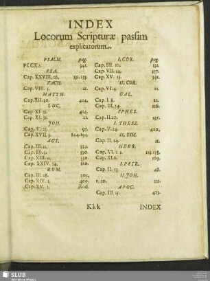 Index Locorum Scripturae passim explicatorum