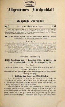 Allgemeines Kirchenblatt für das evangelische Deutschland : Amtsblatt des Deutschen Evangelischen Kirchenbundes. 35. 1886