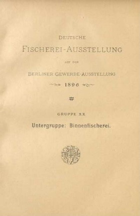 Gruppe XX. Untergruppe: Binnenfischerei