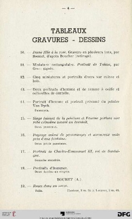 Tabelaux Gravures - Dessins (Nr. 10-49)