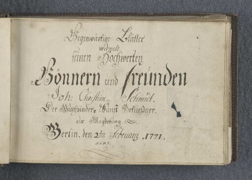 [Stammbuch Christian Johann Schmidt]