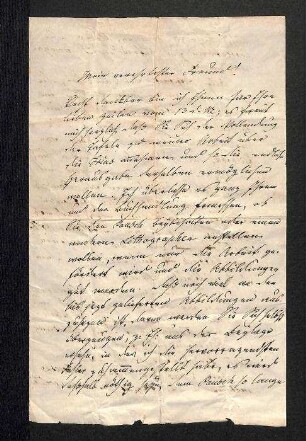 Handschriftlicher Brief von Friedrich Alberti (Geologe)