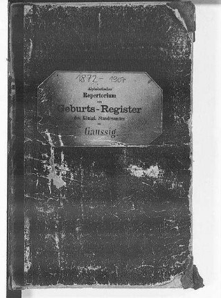 Alphabetisches Namenverzeichnis zum Geburtsregister Gaußig