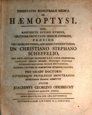 Diss. inaug. med. de haemoptysi