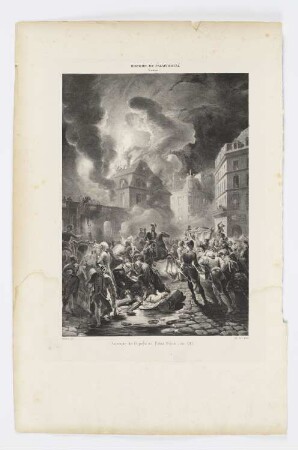 Incendie de l’opera au Palais Royal, en 1781, aus: Jean Vatout, "Histoire du Palais Royal", Paris, erstveröffentlich 1830