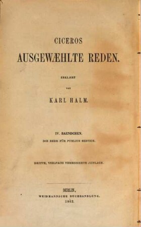 Cicero's ausgewählte Reden, 4