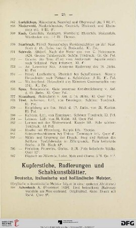 Kupferstiche, Radierungen und Schabkunstblätter (Nr. 588-1669)