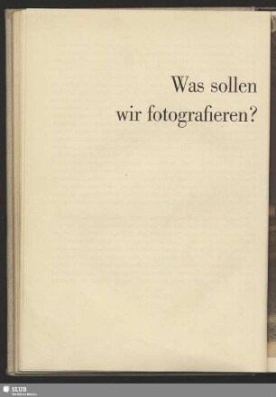 Was sollen wir fotografieren?