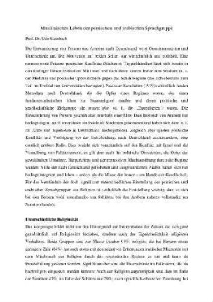 Muslimisches Leben der persischen und arabischen Sprachgruppe