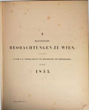 Jahrbücher der K.K. Central-Anstalt für Meteorologie und Erdmagnetismus : officielle Publication. 7. 1855. - 1860