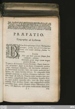 Praefatio. Typographus ad Lectorem.