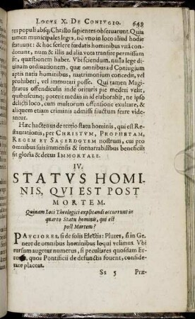 IV. Status Hominis, Qui Est Post Mortem.