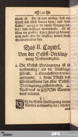 Das II. Capitel. Von der Selbst-Verläugnung Nothwendigkeit.