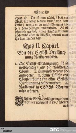 Das II. Capitel. Von der Selbst-Verläugnung Nothwendigkeit.
