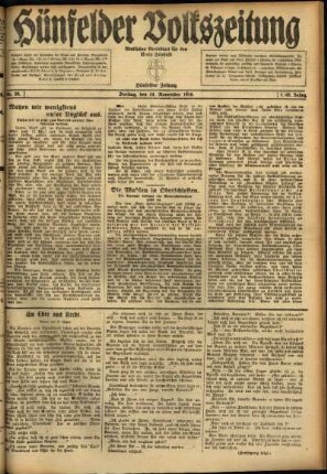 Ausgabe vom Freitag, den 14. November 1919.
