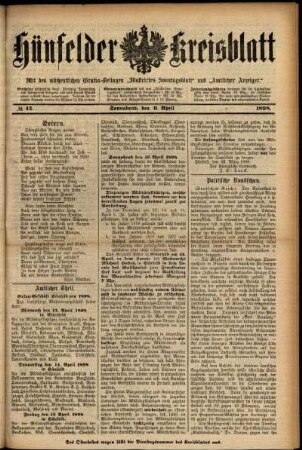 Ausgabe vom Samstag, den 09. April 1898.