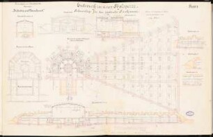Talsperre Schinkelwettbewerb 1895: Filteranlage für das städtische Trinkwasser: Schnitte, Grundrisse, Ansichten 1:100