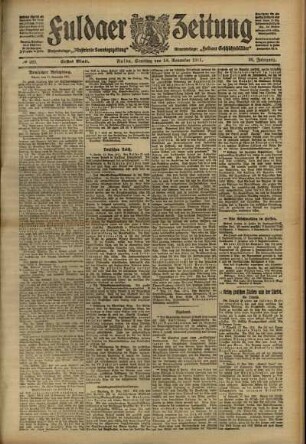 Erste Ausgabe vom Samstag, den 18. November 1911.