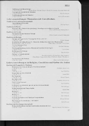 Lehrveranstaltungen Themenbereich Umweltschutz