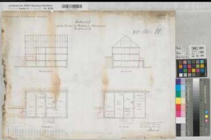 Erndtebrück (Erndtebrück) Wohnhaus des August Frettlöh an der Bahnlinie Hilchenbach - Erndtebrück - Laasphe Grundrisse, Schnitte, Lageplan 1887 1 : 100/400 45 x 62 Zeichnung KSA Nr. 1404b