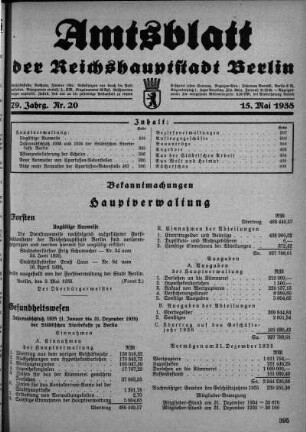 1938,20: Nr. 20, 15. Mai 1938