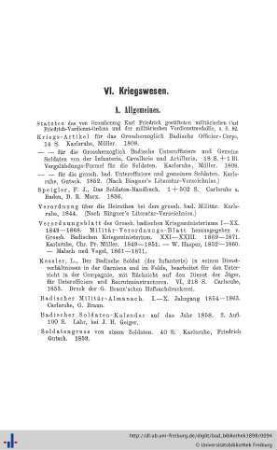 VI. Kriegswesen.