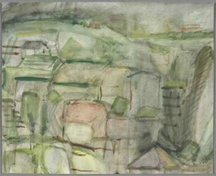 Ohne Titel [Unstrutlandschaft mit Häusern]