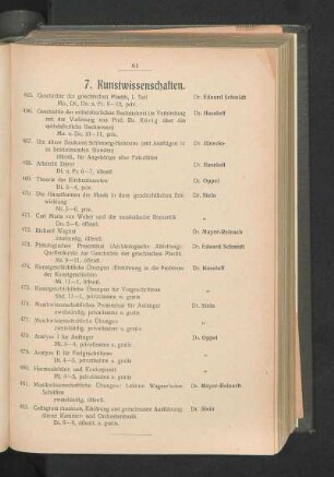 7. Kunstwissenschaften.