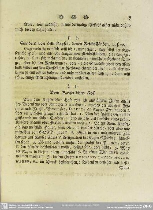 §. 4. Vom Kayserlichen Hof