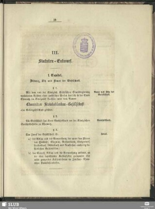 III. Statuten-Entwurf