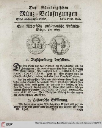 (Sechs und dreysigstes Stueck, den 6. Sept. - Neun und dreysigstes Stueck, den 27. Sept.)