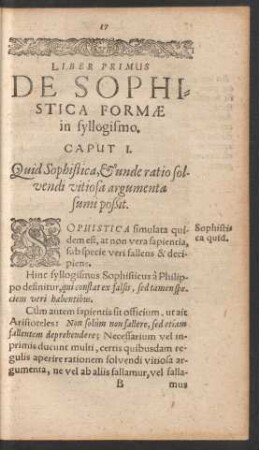 Liber Primus De Sophistica Formae in syllogismo.