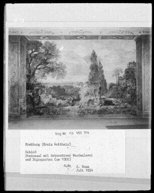 Frohburg. Schloss Frohburg. Steinsaal mit dekorativer Wandmalerei und Supraporten (um 1800)