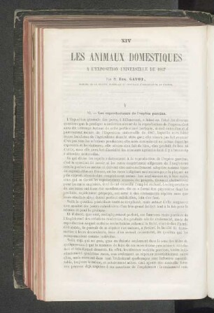 XIV Les animaux domestiques a l'exposition universelle de 1867