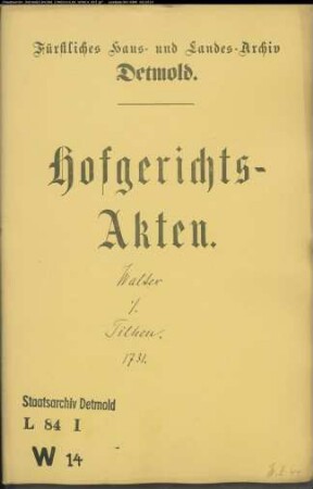 Walter, Apotheker in Lemgo gegen Major Tilhen in Lemgo - Grenzstreit