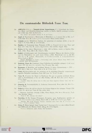 Die numismatische Bibliothek Franz Trau (Nr. 701-760)