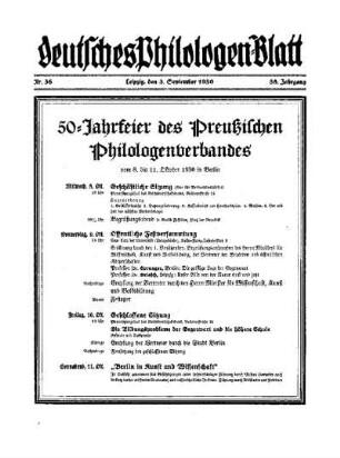 50-Jahrfeier des Preußischen Philologenverbandes : vom 8. bis 11. Oktober 1930 in Berlin