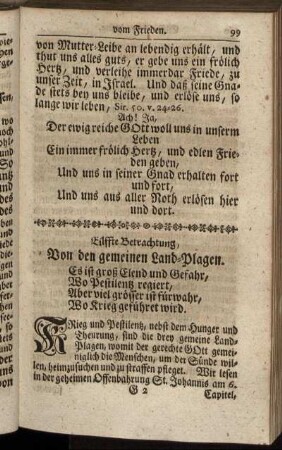 Eilffte Betrachtung, Von den gemeinen Land-Plagen.