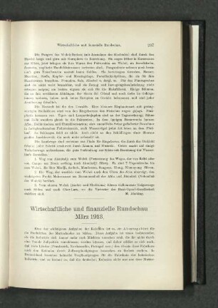 Wirtschaftliche und finanzielle Rundschau März 1913.
