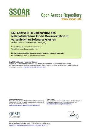 DDI-Lifecycle im Datenarchiv: das Metadatenschema für die Dokumentation in verschiedenen Softwaresystemen
