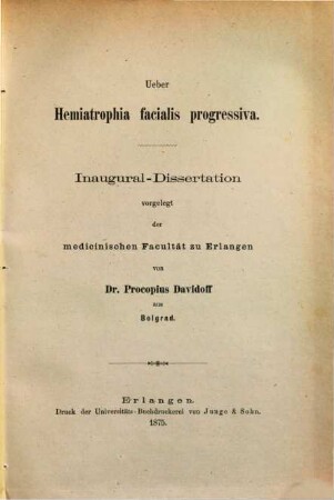 Ueber Hemiatrophia facialis progressiva